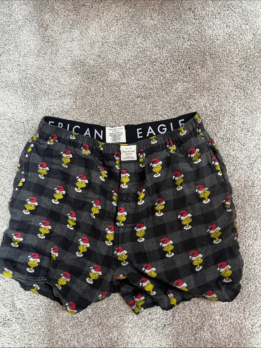 American Eagle Outfitters Women’s Black Plaid Holiday Print Pajama Shorts
